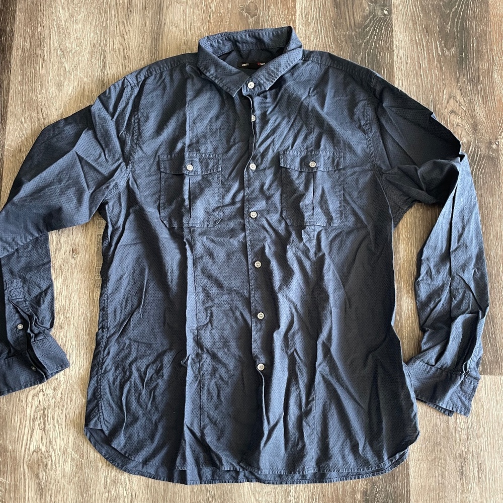 John Varvatos Navy Blue Button Down Shirt, Men’s Size XL